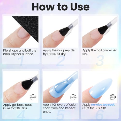 Lavender Violets Gel Polish 2Pcs 15ml No Wipe Top Coat Gel Nail Polish High Gloss Shiny Long-Lasting Clear Top Coat, Soak Off Nail Lamp, Home DIY Professional Manicure and Nail Salon A102x2