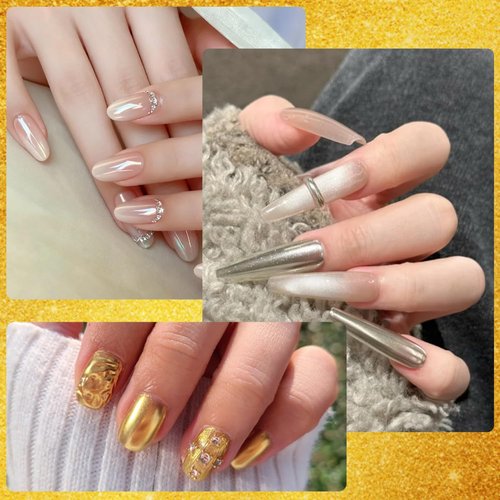 Holographic Mirror Gold Chrome Nail Powder Kit Effect Metallic Dust Sequins UV Gel Nail Chrome Powder for Nails Set Decoration