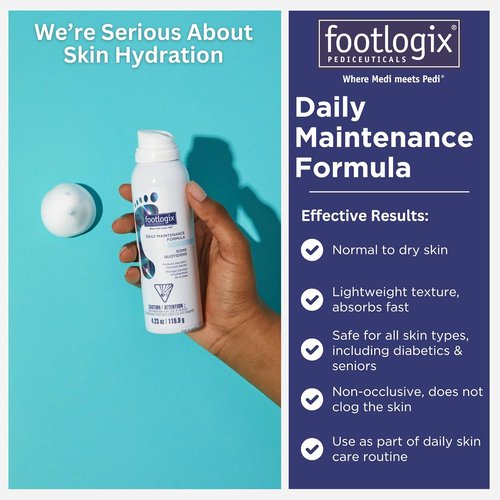 Footlogix Daily Maintenance Formula - Moisturizing Foot Mousse for Normal to Dry Skin | 4.23oz