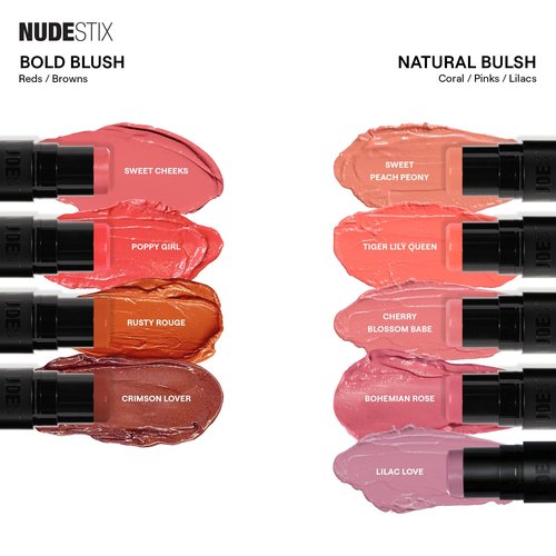 Nudestix Nudies Bloom All Over Dewy Color – 3-in-1 Cream Blush Stick for Cheeks, Eyes & Lips with Built-In Brush | Sheer, Glossy Finish | Vegan, Long-Wear, Multi-Use Makeup (Bohemian Rose)