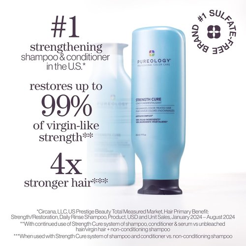 Pureology Strength Cure Conditioner - Strengthens & Softens Damaged Color-Treated Hair | Sulfate-Free, Vegan Formula