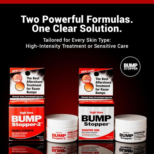 High Time Bump Stopper 2 Double Strength Ingrown Hair Cream | Aftershave Lotion for Men and Women | Razor Bump Balm | 0.5 OZ (2 Pack)