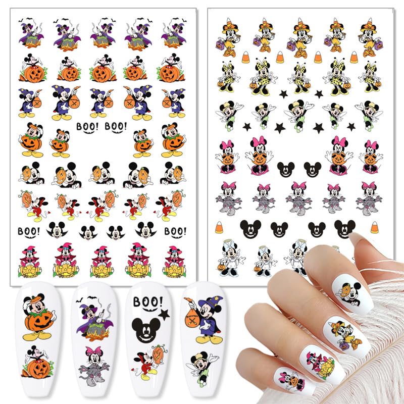 Halloween Nail Art Stickers Decals 8 Sheets Gothic Ghost Spider Web - Style 01