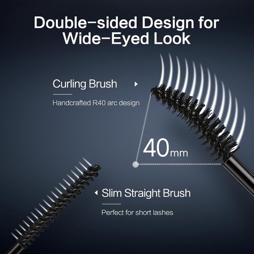 CARSLAN Curling Mascara - Dual Brush Design for Lengthening & Volume | Quick-Dry, Smudge-Proof, Black, 0.18 Fl Oz