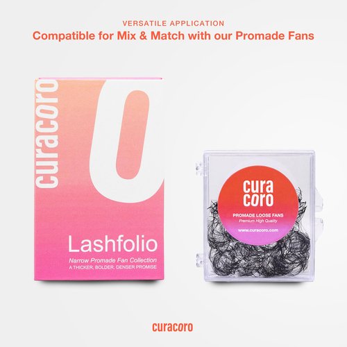 Curacoro LashFolio Wet Promade Fans, Handmade Volume Eyelashes, 5D To 10D, C CC D Curl, 0.03~0.07 mm, 8-13mm Mix Length, Professional Long-Lasting Promade Lash Fans (5D-0.07 CC 8mm-13mm)