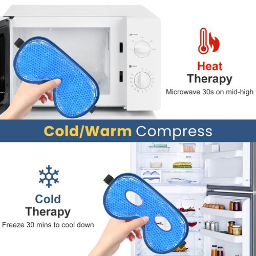 BeeVines Cooling Eye Mask, 2 Pack XL Jumbo Size Freezer Gel Eye Masks for Puffy Eyes Face, Ice Eye Mask, Cold & Warm Compress, Frozen Ice Pack for Post Eye Surgery & Allergies(Navy Blue)