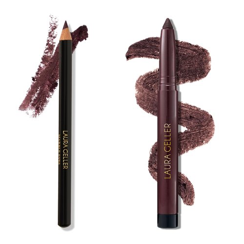 LAURA GELLER NEW YORK Marble Eyes Multidimensional Eyeliner Pencil, Mystery Mauve + Kajal Longwear Kohl Eyeliner, Smoky Amethyst