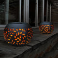 Skiennix Solar Table Lights - Waterproof 2-Pack Flickering Flame Lamps | Black Metal Decorative Lanterns for Outdoor Use