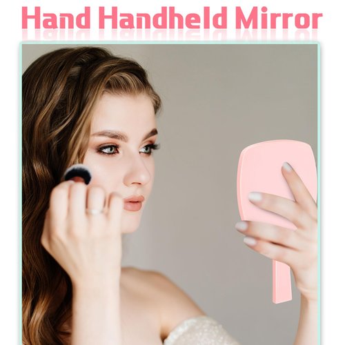 Threehoney 25 Pcs Hand Mirrors Bulk Small Handheld Mirrors with Handle 6.3 x 3.54 Inch Travel Makeup Tools Portable Vanity Glass for Bathroom Home Barber Salon Camping Gifts for Women (Pink)