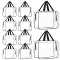 Merkaunis 10 Pack 12 x 9 inch Large Clear Makeup Cosmetic Organizer Bag with Handle PVC Plastic Toiletry Pouches with Zipper Transparent Makeup Bag, Plastic Tote Bags for Beach, Traveling