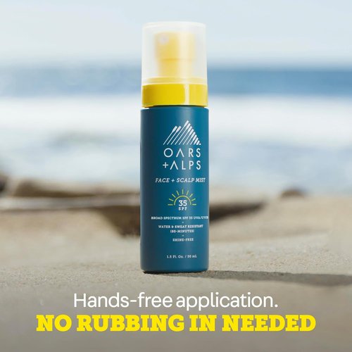 Oars + Alps Sunscreen Spray Mist - SPF 35 Face & Scalp Protection, Water & Sweat Resistant, 1.5oz