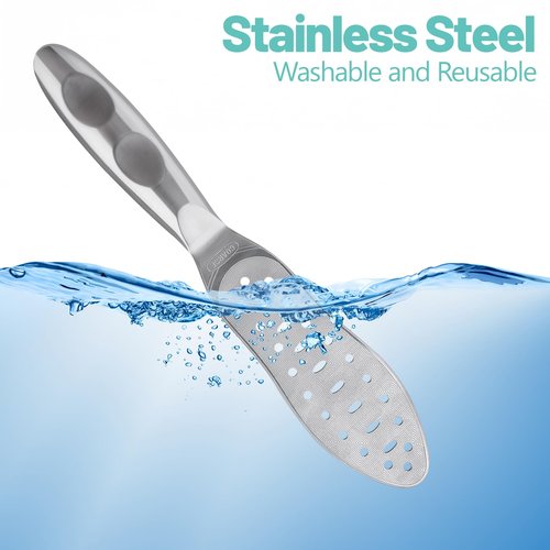 Foot File Callus Remover Stainless Steel Double Sided Foot Scraper, Foot Rasp for Dry and Wet Skin, Pedicure Tool for Feet Hard Skin and Cracked Heels