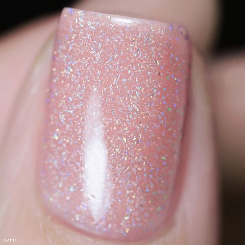 ILNP Sweet Pea - Holographic Sheer Jelly Nail Polish in Seashell Pink | Long-Lasting Shine
