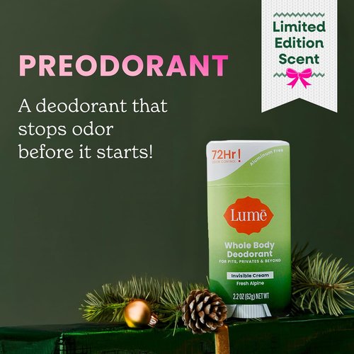 Lume Whole Body Deodorant - Invisible Cream Stick for 72-Hour Odor Control - Aluminum & Baking Soda Free - 2.2 Ounce (Pack of 2) | Fresh Alpine