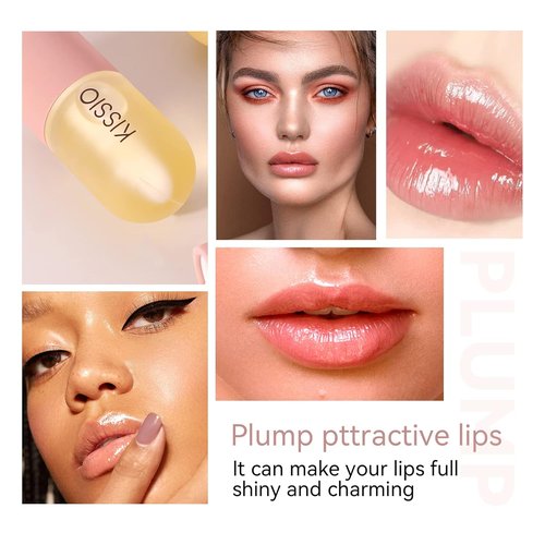 KISSIO Lip Plumper - Natural Hydrating Gloss for Fuller Lips | Moisturizing 5.5ml, Reduces Fine Lines