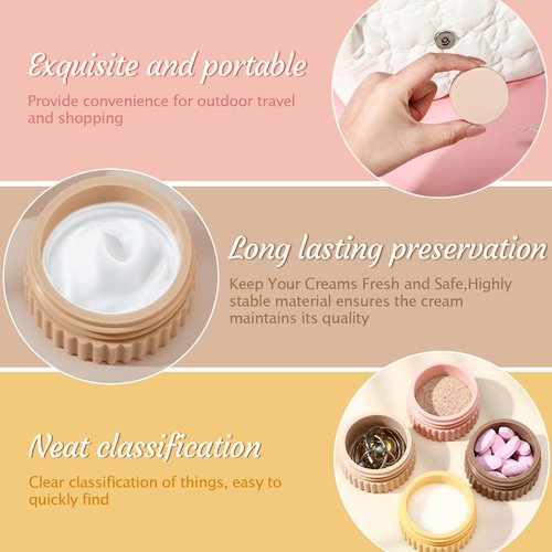 Maxcheck 4 Pcs Travel Containers for Toiletries 0.68 Oz/20 ml Small Silicone Cream Jar with Lid Mini Leakproof Lotion Jar Refillable Travel Cosmetic Container for Face Body Skin Cream (Classic Color)