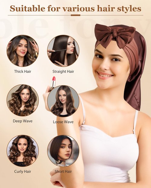 100% Mulberry Silk Bonnet for Sleeping Women Braid Bonnet for Long Hair with Elastic Tie Band Hair Wrap for Braids Curly Hair