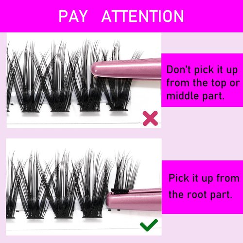 Cluster Lashes 240pcs 40D DIY Eyelash Extension D Curl Long Individual Lashes Mixed Tray Faux Mink Lash Clusters Extensions 0.07 Black (40D-0.07D-14-18mm)