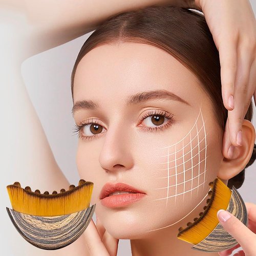 2025 New Lymphatic Contour Face Brush, Contour Face Brush for Lymphatic Drainage, Ergonomically Designed to Fit The Skin Precisely(2PCS)