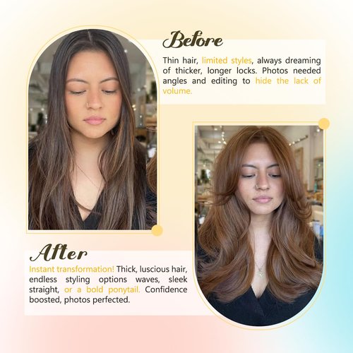 Newfeeling Light Brown Hair Extensions 15 Inch 75g Natural Straight 100% Real Human Hair #6 Chestnut Brown Hair Extensions