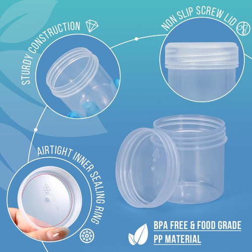 DEMORA Small Travel Containers Plastic Jars with Lids for Creams, Refillable TSA Approved Travel Size Containers for Lotion Makeup Cosmetic Toiletries Ointments, PP, BPA Free (Clear, 3.4 oz, 6 Pcs)