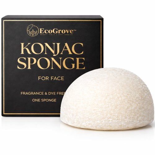 EcoGrove Konjac Face Sponge, Facial Scrubber Puff, Exfoliating Sponge for Sensitive Skin, Plant-Based Makeup Remover, Biodegradable,Face Exfoliator Tool, Konjac Sponge Face