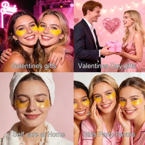 Miniling 30 Pairs 24K Gold Eye Masks & Lip Masks, Under Eye Patches for Puffy Eyes, Lip Mask Skincare, Galentines Day Gifts, Bulk Gifts, Bridesmaid Gifts, Valentines Day Decorations
