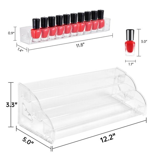 Nimiah Nail Polish Storage Organizer - 3 Tiers Nail Polish Holder Acrylic Cosmetics Display Rack for Sunglass Essential Oils Ink Bottles