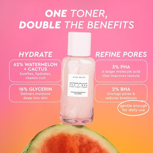 Glow Recipe PHA + BHA Face Toner - Exfoliating Toner for Pores with Watermelon & Cactus Water (40ml)