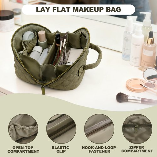 SXS LACONIC Makeup Bag,Quilted Puffer Cosmetic Bags,Travel Toiletry Bag for Women,Large Capacity Waterproof Make up Bag Set