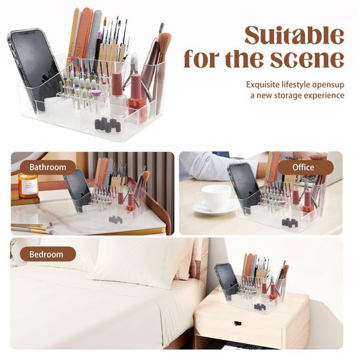 Nail Drill Organizer Box, Professional Nail Organizer, 28 Capacity Nail Art Storage Case with Fixed Compartments