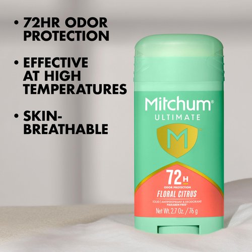Mitchum Ultimate 72H Odor Protection Women’s Antiperspirant & Deodorant, Invisible Solid, Floral Citrus, 2 pack