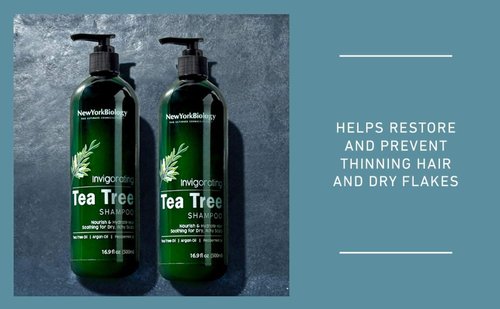 New York Biology Tea Tree Shampoo & Conditioner Set - Deep Cleansing Relief for Dandruff - 16.9 Fl Oz