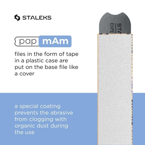 Staleks Pro Disposable White Abrasive Tape papmAm Expert – 240 Grit – 7m Roll in Plastic Case – Glueless Replaceable Abrasive – Professional Nail Polishing – Manicure & Pedicure