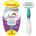 BIC Soleil 5 Sensitive Women's Disposable 5 Blade Razors, 360 Degree Moisture Strips and Pivoting Head, 4-Pack