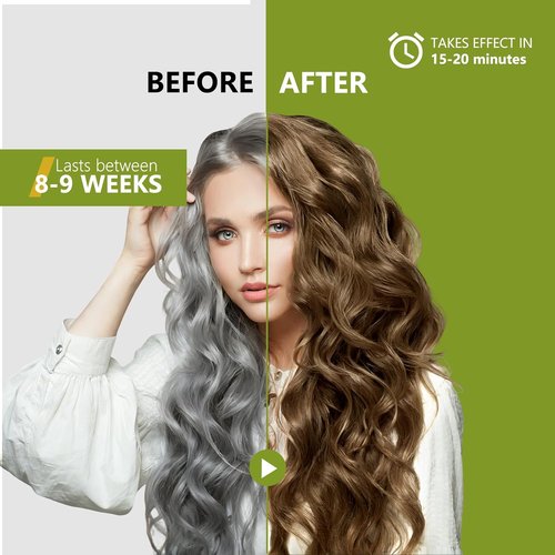 Regine Switzerland Light Brown Hair Dye Shampoo - 100% Gray Coverage, Herbal 3-in-1 Formula, Ammonia & Paraben Free