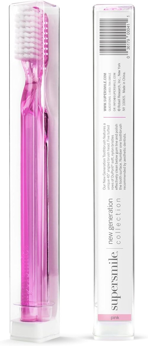 Supersmile 45° Patented Toothbrush - Innovative Design for Superior Oral Care | Pink, 2 Count