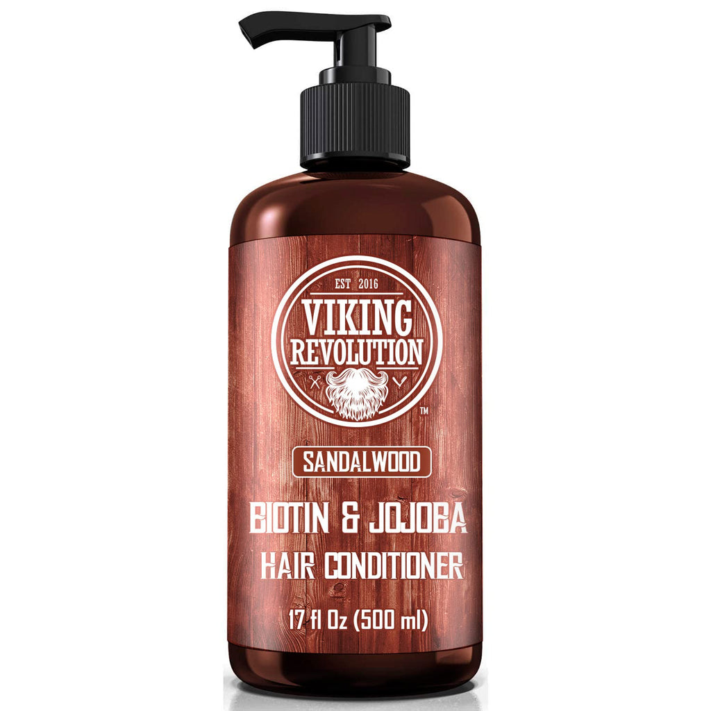 Viking Revolution Sandalwood Conditioner - Natural Men's Hair Conditioner with Biotin & Jojoba Oil (17 Oz)