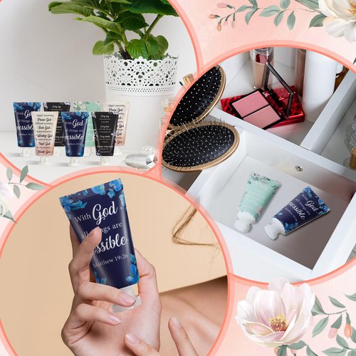 Sacubee 12 Pcs Christian Hand Cream Bulk for Women Mother's Day Mini Travel Size Religion Bible Verse Lotion for Skin Dry Hand Lotion for Mom Grandma Church Prayers Coworker Wedding Favors