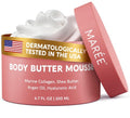 MAREE Body Butter Cream – Whipped Body Butter for Women Smell Good – Ayurvedic Skin Care – Body Moisturizer for Dry Skin – Vanilla Shea Butter Cream for Women & Men with Marine Collagen & Argan Oil