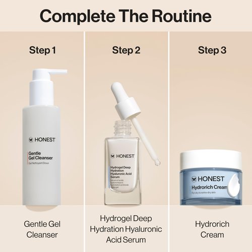 Honest Beauty Hydrorich Cream with Hyaluronic Acid + Mushroom Complex, Clinically Tested for Dry Skin, Dermatologist Tested, Hypoallergenic, Vegan, EWG Verified