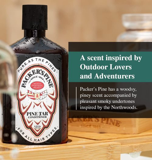 Packer's Pine Tar Conditioner - Natural Psoriasis Relief for Men with Pine Oils | 8 Fl Oz