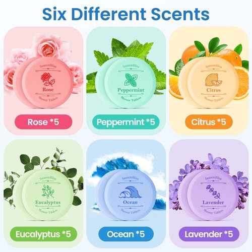 Shower Steamers 30 PCS with Individually Wrapped, Shower Bombs for Women with 6 Rich Scents, Rose Peppermint Citrus Eucalyptus Ocean Lavender, Valentines Birthday Mother's Day Present for Mom Wife Men