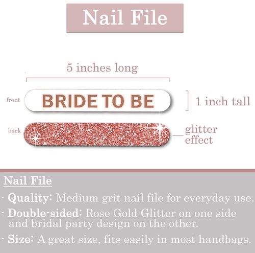 Bridal Shower Favors - Set of 10 Rose Gold Sparkle Miss to Mrs Nail Files - Bachelorette Party Nail Files - Emery Board(10 Miss) RG