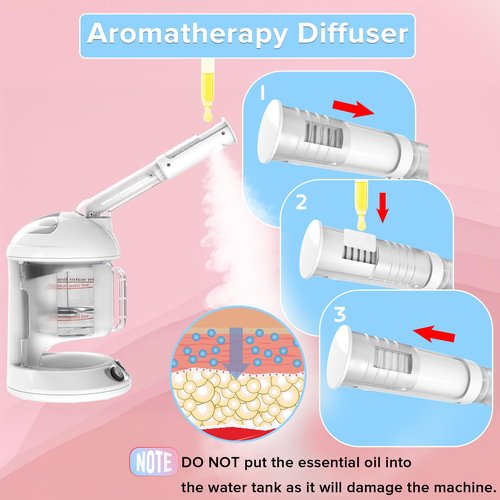 Portable Facial Steamer with Removable Water Cup, UV Ozone Nano Ionic Face Steamer for Facial Deep Cleaning, Unclogs Pores, Hydrating and Sinus Relief for Women Men Home SPA, Warm Mist