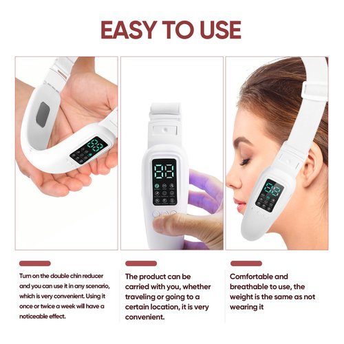 Ceymodir Intelligent Electric Double Chin and V-Shaped Face Machine with 8 Modes & 15 Adjustable Intensities - Women's V-Face Device - White