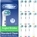 Caslynor Replacement Heads Compatible with Oral B Braun Pro 100, 500, 1000, Vitality, Smart, Genius, Cross Bristles for Deeper Plaque Removal, Pack of 12 Electric Toothbrush Heads Refills, White