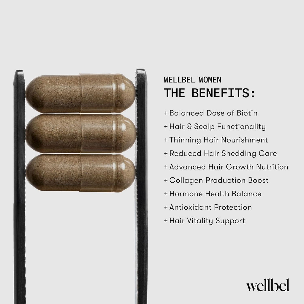 WELLBEL Hair, Skin & Nails Clean Supplement - Vegan, Gluten-Free, Non-GMO | 90 Count