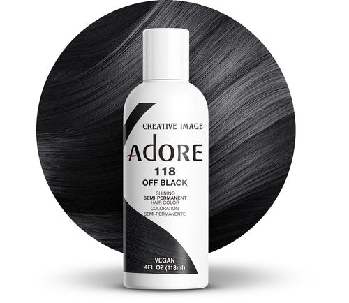 Adore Semi-Permanent Hair Color - Vegan & Cruelty-Free Off Black Dye | No Ammonia, No Peroxide | 4 Fl Oz