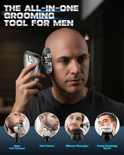 Head Shavers for Blad Men, 7D Floating Blades Electric Head Shaver, IPX7 Waterproof Wet Dry Bald Head Shaver, 7D Magnetic Detachable Rechargable Shavers, Gifts for Man Male Boyfriends Husband